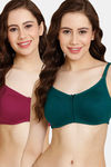 Rosaline Cyber Grove Everyday Double Layered Non Wired 3/4th Coverage T-Shirt Bra (Pack of 2) - Multicolor — thumbnail 1